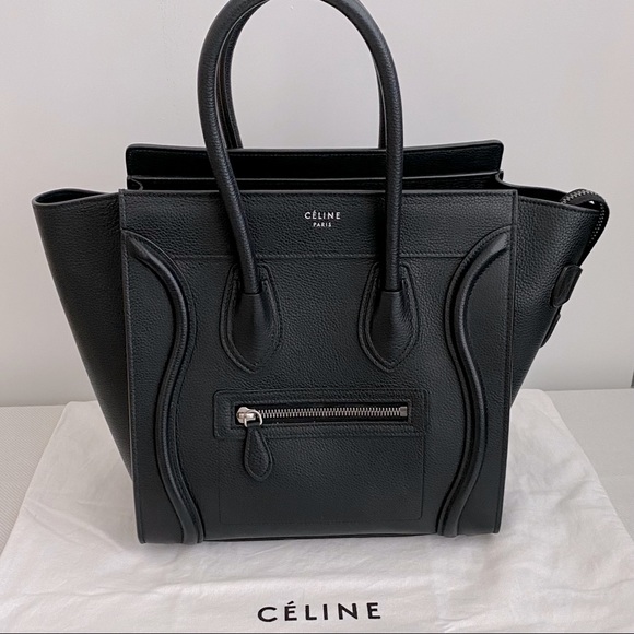 CÈLINE Micro Luggage Tote in BLACK Drummed Calfskin - Picture 1 of 9